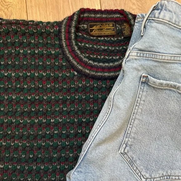 Vintage Eddie Bauer Birdseye Shetland Wool Sweater | Men’s XL | Chunky Knit - Picture 8 of 9